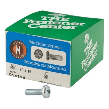 Hillman M5-0.80 x 16 mm Phillips Pan Machine Screw, Plain Steel 5166665